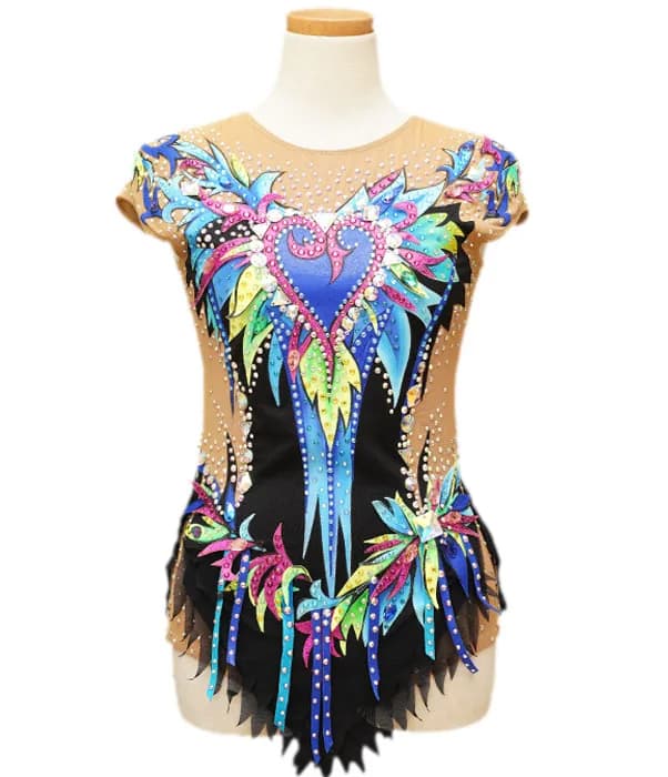 Amore ピンク×レッドハートデザイン 新体操レオタード | MASH Leotard