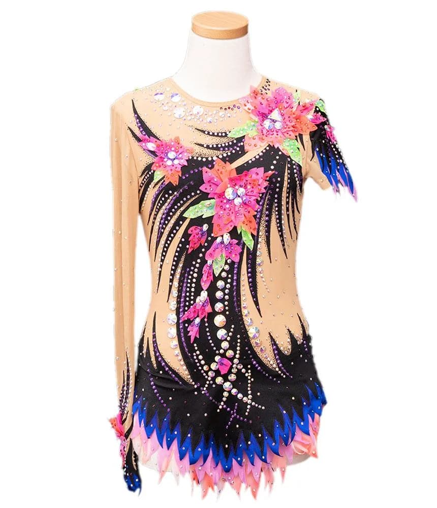 Olivia ラベンダー×ホワイト上品デザイン 新体操レオタード | MASH Leotard