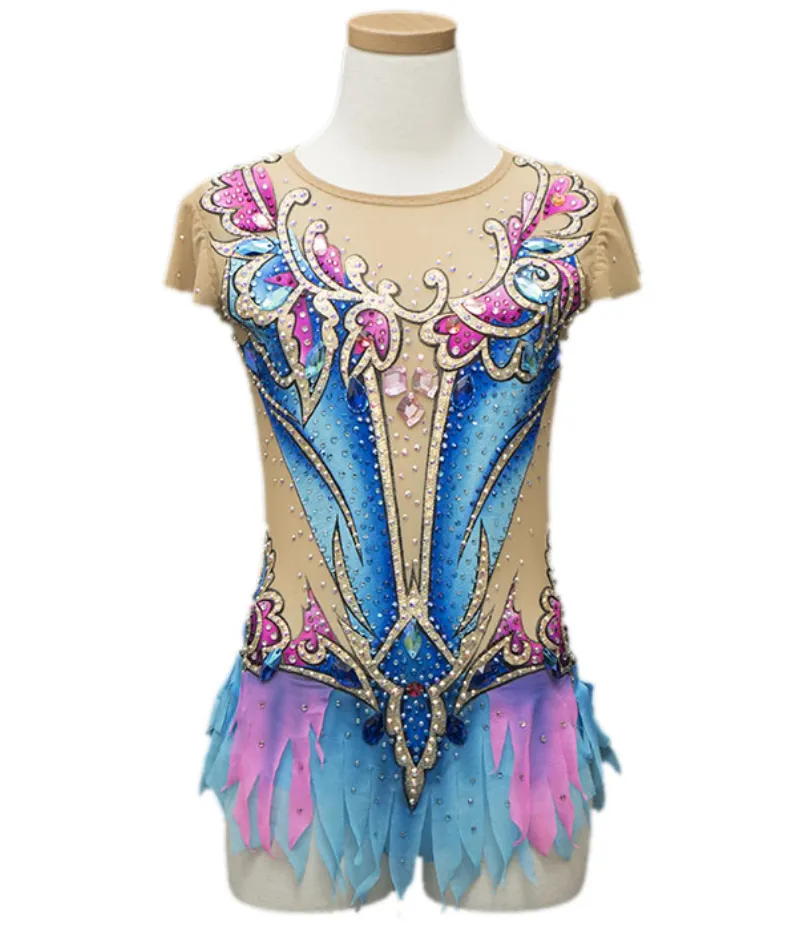 Royal ロイヤルブルー×ゴールド装飾 新体操レオタード | MASH Leotard