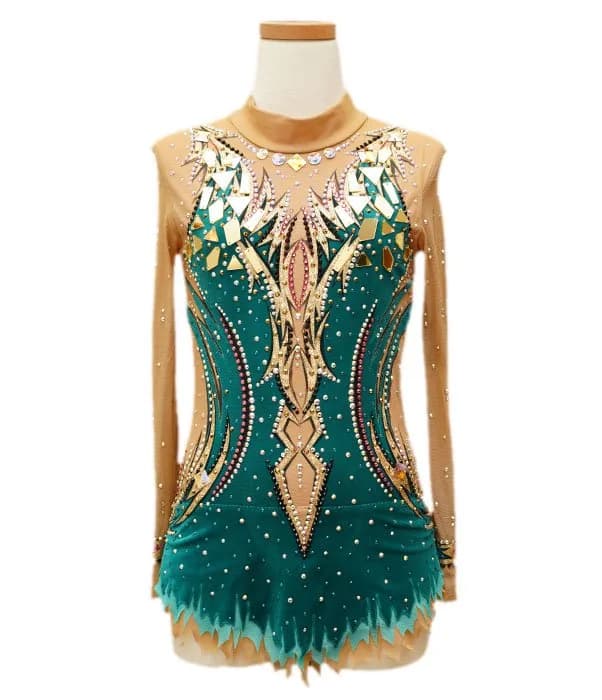 The Deep Green 深緑グラデーション 新体操レオタード | MASH Leotard